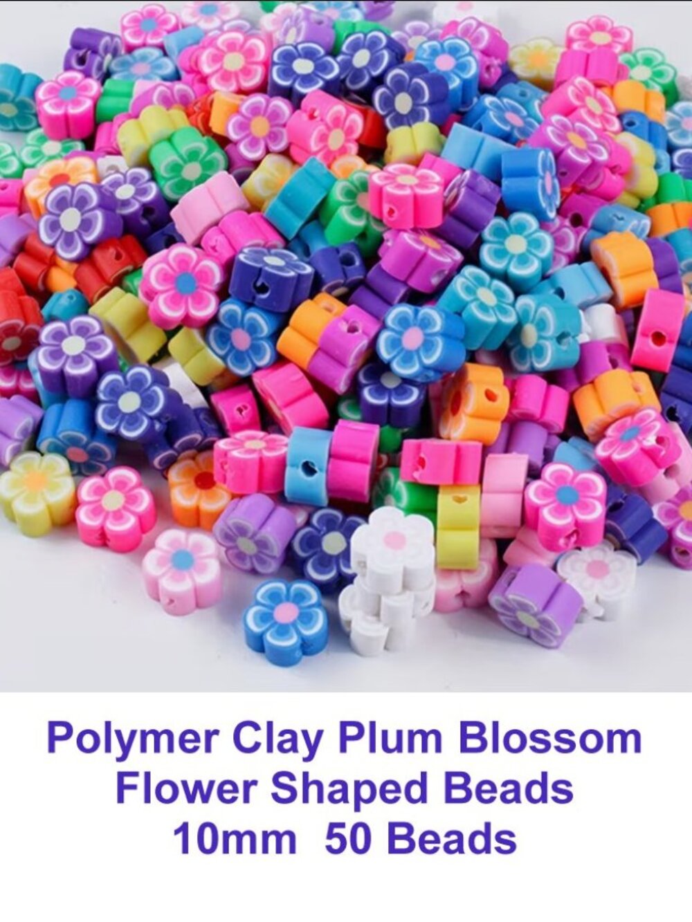 Polymer Clay Plum Blossom Flower Shaped Beads  50pcs/lot 10mm